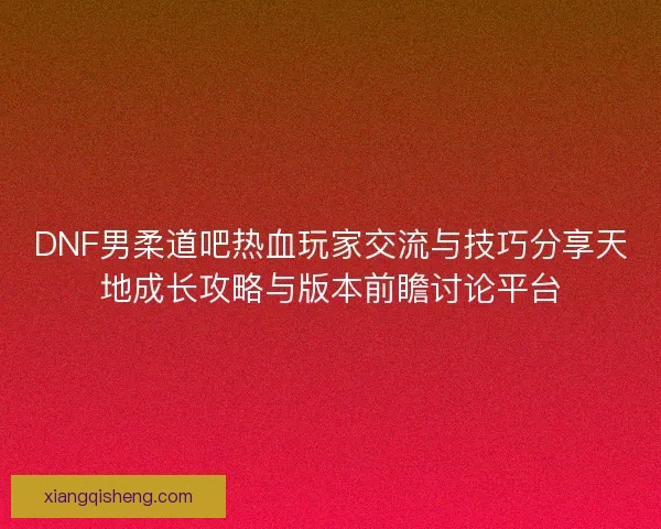 DNF男柔道吧热血玩家交流与技巧分享天地成长攻略与版本前瞻讨论平台